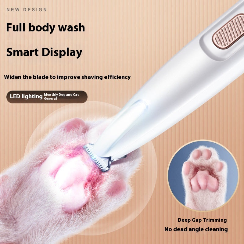 Pets Dog Paw Trimmer With LED Light Fully Waterproof Pet Hair Trimmer With LED Display Dog Clippers For Grooming Widen Blade null