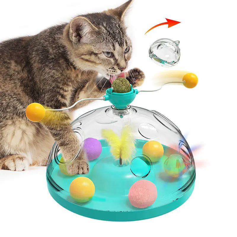 Meows Windmill Funny Cat Toys Interactive Multifunctional Turntable Pet Educational Toys With Catnip Luminous Ball Pinwheel Toys Pet Products null