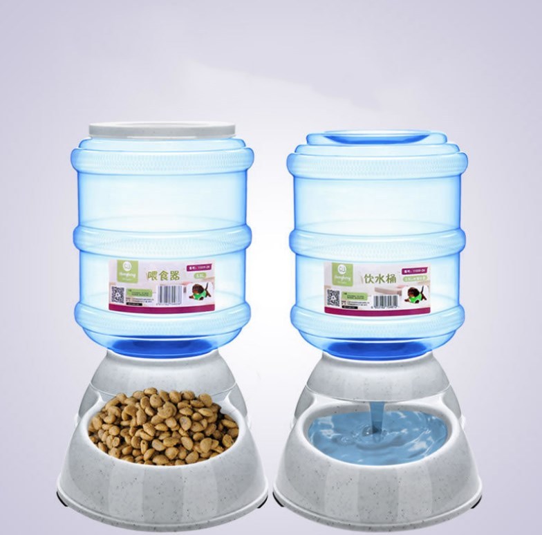 Cats Dogs Automatic Pet Feeder Drinking Water Fountains Large Capacity Plastic Pets Dog Food Bowl Water Dispenser null