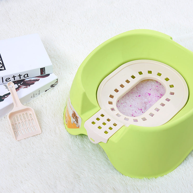Spillproof Cat Litter Pan Semi-enclosed Oversize  Cat Toilet null