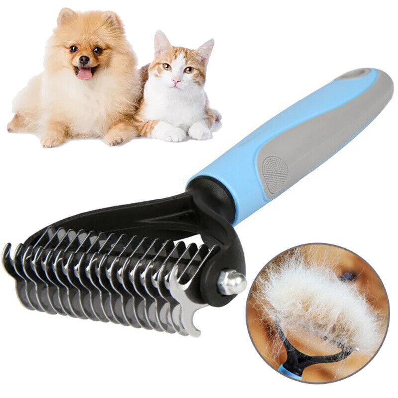 Grooming Brush For Pet Dog Cat Deshedding Tool Rake Comb Fur Remover Reduce 2-Side Dematting Tool For Dogs Cats Pets Grooming Brush Double Sided Shedding And Dematting Undercoat Rake Hair Removal Comb null