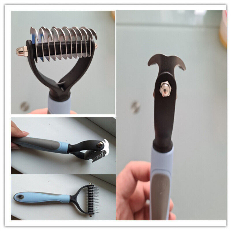 Grooming Brush For Pet Dog Cat Deshedding Tool Rake Comb Fur Remover Reduce 2-Side Dematting Tool For Dogs Cats Pets Grooming Brush Double Sided Shedding And Dematting Undercoat Rake Hair Removal Comb null