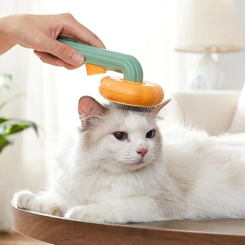 Pet Pumpkin Brush, Pet Grooming Self Cleaning Slicker Brush For Dogs Cats Puppy Rabbit, Cat Brush Grooming Gently Removes Loose Undercoat, Mats Tangled Hair Slicker Brush null