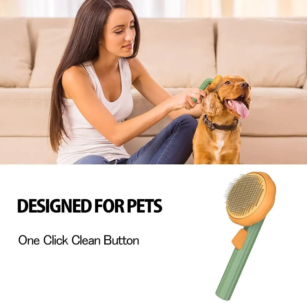 Pet Pumpkin Brush, Pet Grooming Self Cleaning Slicker Brush For Dogs Cats Puppy Rabbit, Cat Brush Grooming Gently Removes Loose Undercoat, Mats Tangled Hair Slicker Brush null