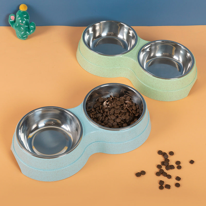 Double Pet Bowls Dog Food Water Feeder Stainless Steel Pet Drinking Dish Feeder Cat Puppy Feeding Supplies Small Dog Accessories null