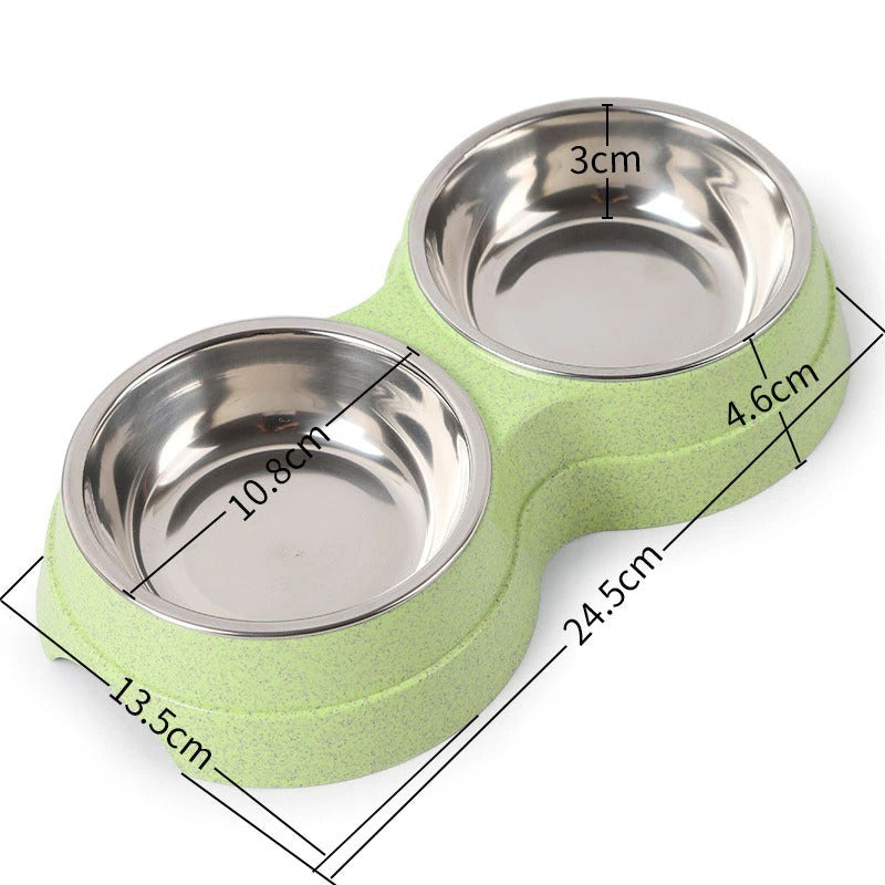 Double Pet Bowls Dog Food Water Feeder Stainless Steel Pet Drinking Dish Feeder Cat Puppy Feeding Supplies Small Dog Accessories null
