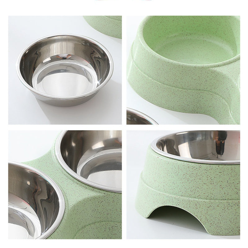 Double Pet Bowls Dog Food Water Feeder Stainless Steel Pet Drinking Dish Feeder Cat Puppy Feeding Supplies Small Dog Accessories null