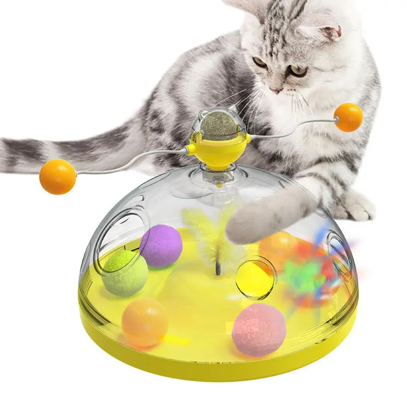 Meows Windmill Funny Cat Toys Interactive Multifunctional Turntable Pet Educational Toys With Catnip Luminous Ball Pinwheel Toys Pet Products null
