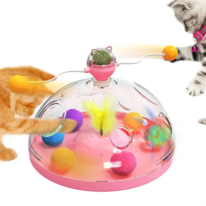 Meows Windmill Funny Cat Toys Interactive Multifunctional Turntable Pet Educational Toys With Catnip Luminous Ball Pinwheel Toys Pet Products null