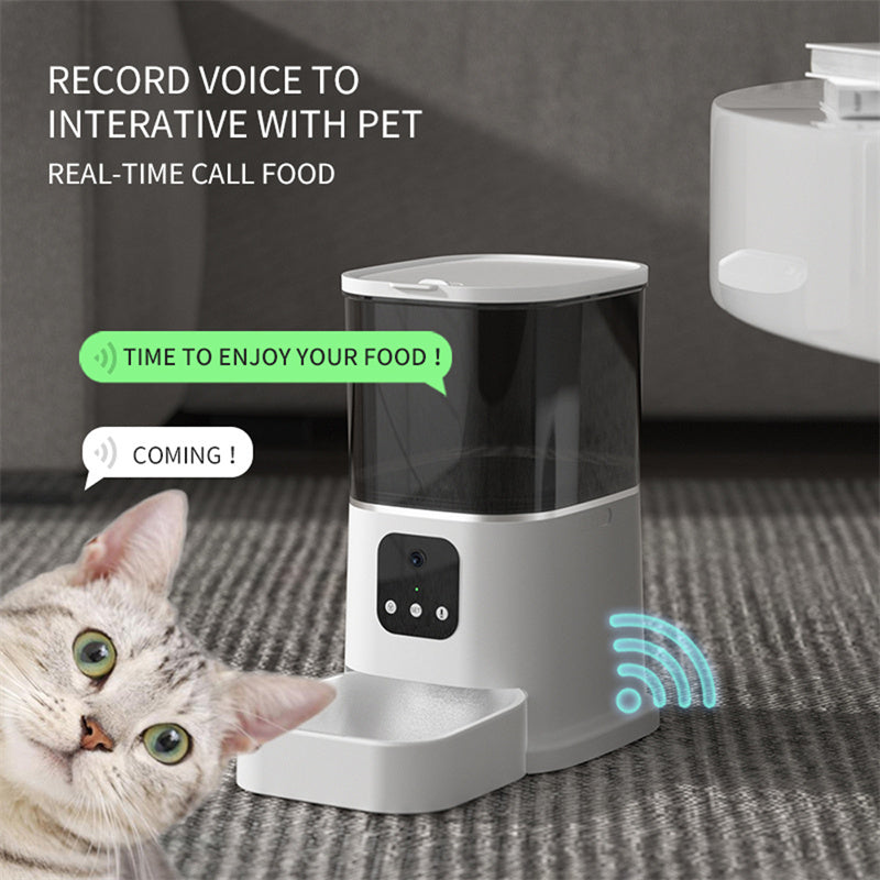 Pet Automatic Feeder Large Capacity Smart Voice Recorder APP Control Timer Feeding Cat Dog Food Dispenser With WiFi Pet Bowl null