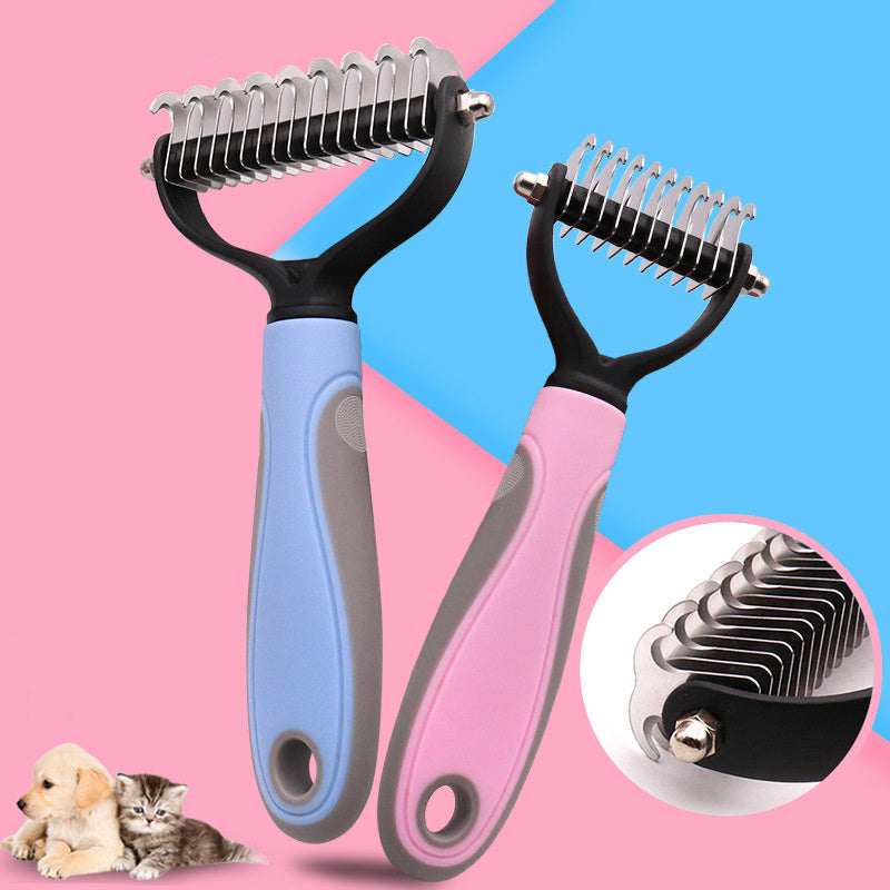 Stainless Double-sided Pet Brush Hair Removal Comb Grooming Dematting Dog Grooming Shedding Tools null
