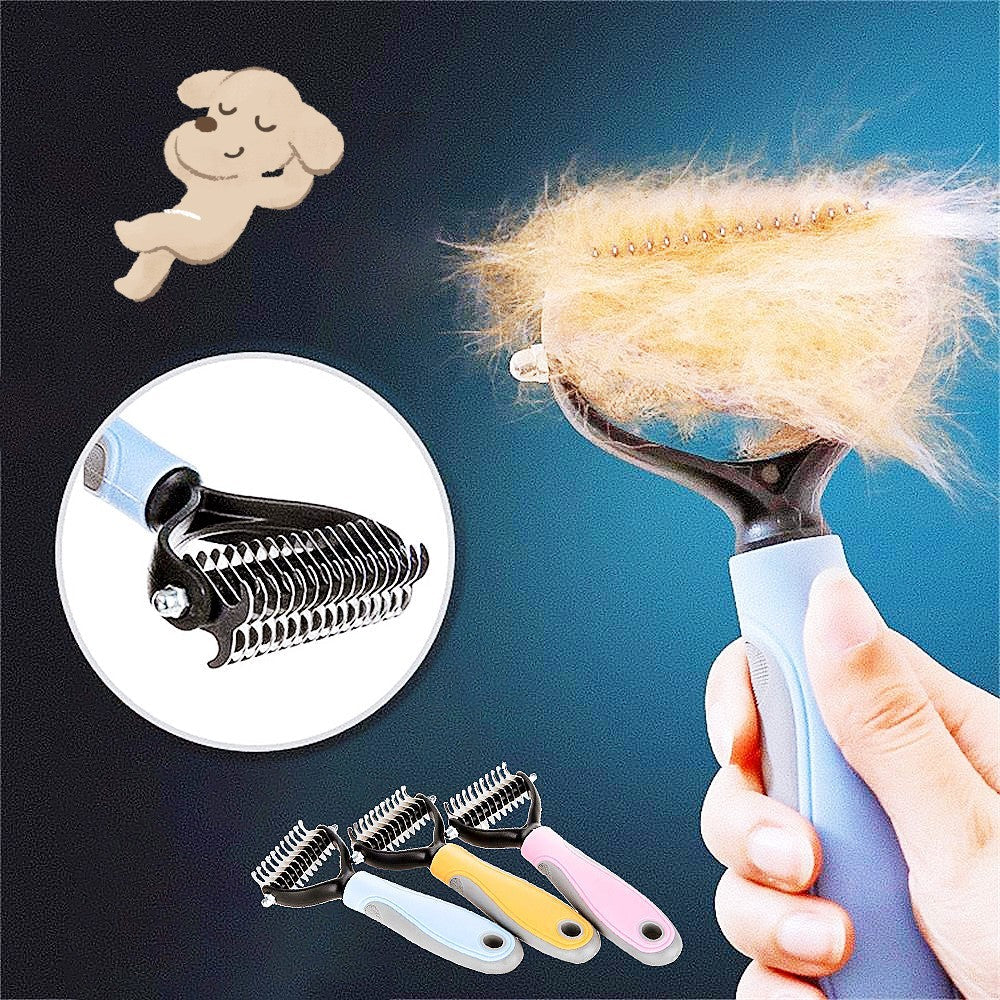 Stainless Double-sided Pet Brush Hair Removal Comb Grooming Dematting Dog Grooming Shedding Tools null