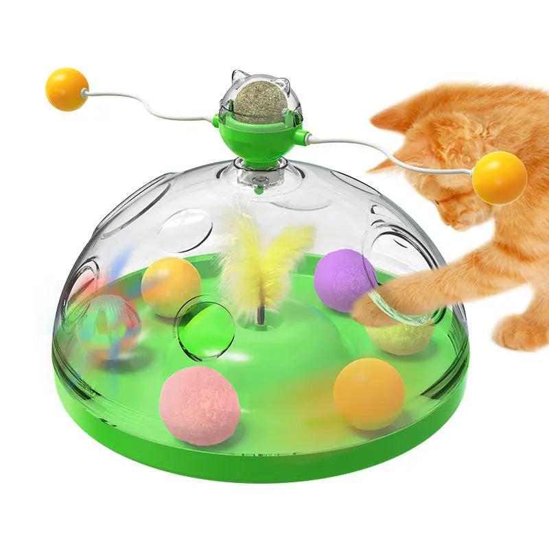 Meows Windmill Funny Cat Toys Interactive Multifunctional Turntable Pet Educational Toys With Catnip Luminous Ball Pinwheel Toys Pet Products null