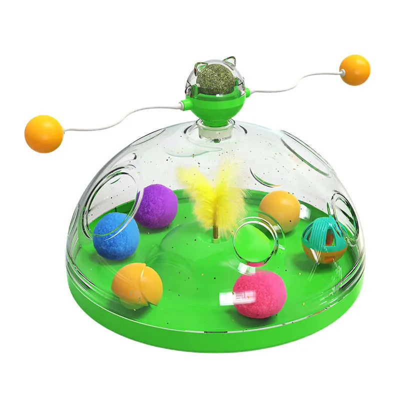 Meows Windmill Funny Cat Toys Interactive Multifunctional Turntable Pet Educational Toys With Catnip Luminous Ball Pinwheel Toys Pet Products null