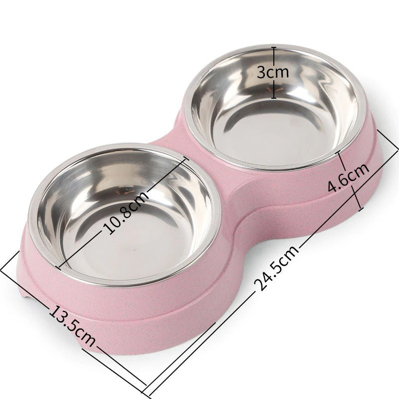Double Pet Bowls Dog Food Water Feeder Stainless Steel Pet Drinking Dish Feeder Cat Puppy Feeding Supplies Small Dog Accessories null