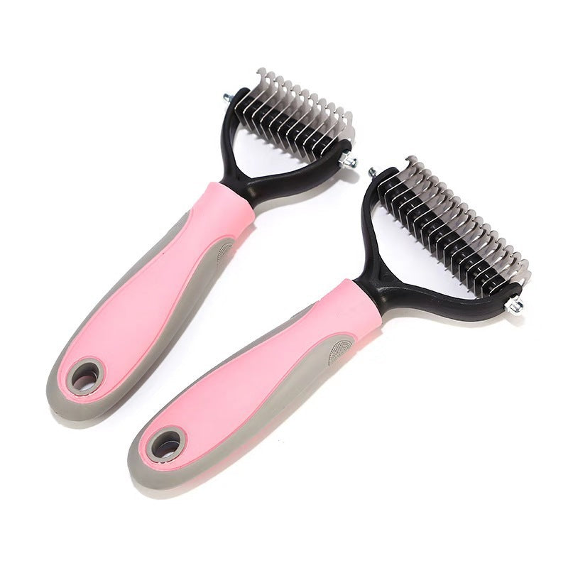 Stainless Double-sided Pet Brush Hair Removal Comb Grooming Dematting Dog Grooming Shedding Tools null