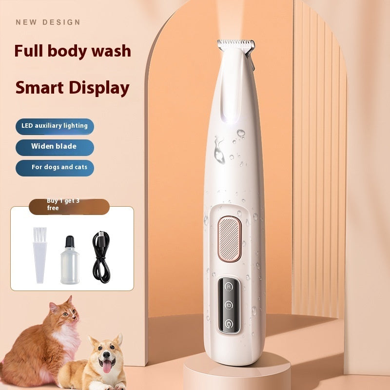 Pets Dog Paw Trimmer With LED Light Fully Waterproof Pet Hair Trimmer With LED Display Dog Clippers For Grooming Widen Blade null