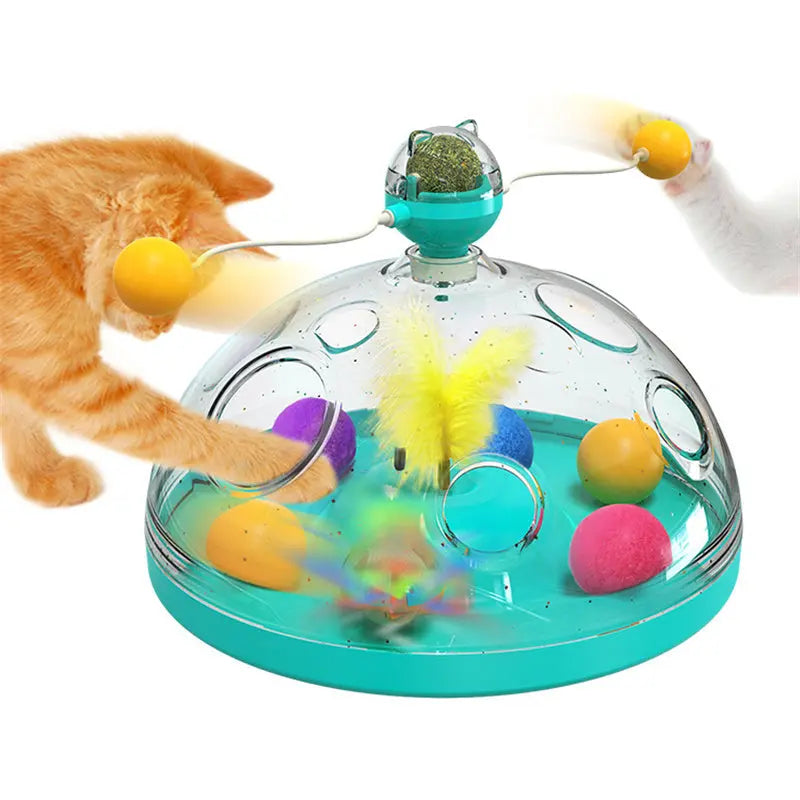 Meows Windmill Funny Cat Toys Interactive Multifunctional Turntable Pet Educational Toys With Catnip Luminous Ball Pinwheel Toys Pet Products null