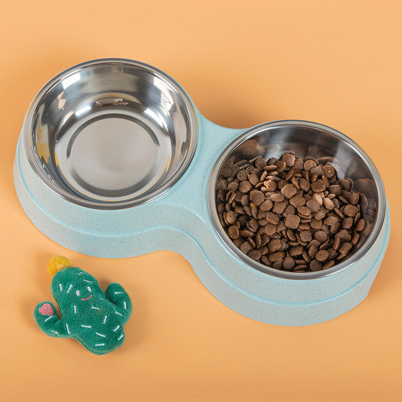 Double Pet Bowls Dog Food Water Feeder Stainless Steel Pet Drinking Dish Feeder Cat Puppy Feeding Supplies Small Dog Accessories null