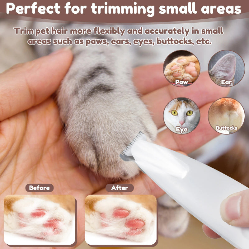 Pets Dog Paw Trimmer With LED Light Fully Waterproof Pet Hair Trimmer With LED Display Dog Clippers For Grooming Widen Blade null
