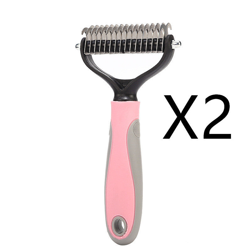 Stainless Double-sided Pet Brush Hair Removal Comb Grooming Dematting Dog Grooming Shedding Tools null