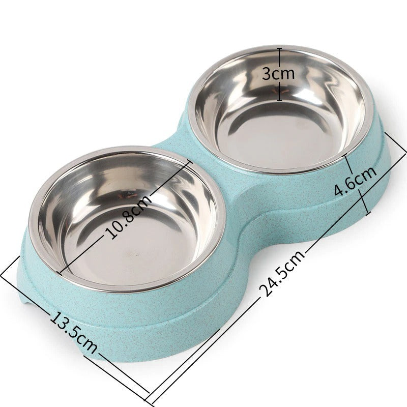 Double Pet Bowls Dog Food Water Feeder Stainless Steel Pet Drinking Dish Feeder Cat Puppy Feeding Supplies Small Dog Accessories null