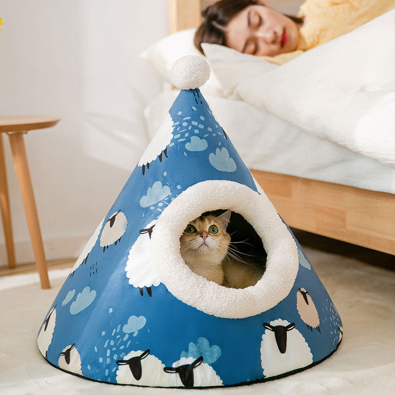 Triangle Yurt House Cat Litter For Cats Enclosed Pet Litter null