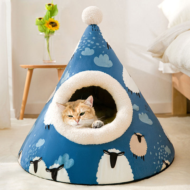 Triangle Yurt House Cat Litter For Cats Enclosed Pet Litter null